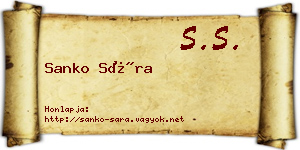 Sanko Sára névjegykártya